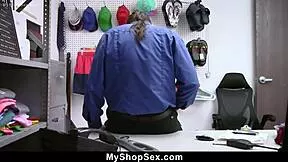 Mall cop strip searches busty shoplifter backroom