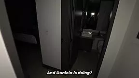 stepson spies stepmom's big natural tits during flirty phone ass shaking call