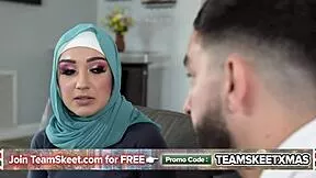 virgin hijab girl bends over for coach's big tits doggystyle riding lessons