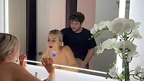 all natural big tits bounce wildly as cas summer rides luke cooper hard in front of mirror