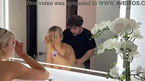 all natural big tits bounce wildly as cas summer rides luke cooper hard in front of mirror