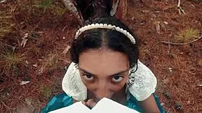 A walk in forest turns into deepthroat bbc suck 😈🌳