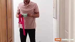 stepdad brutally jizzes watching angel windell’s office webcam strip