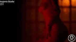 goth nerd with pierced nipples rips clothes for solo tease