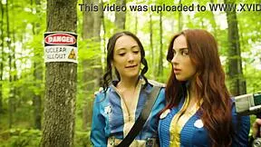 audrey reid + sage hunter cum hard licking wet pussies in fallout cosplay bunker 😍👅💦