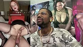 Trans teen jerks huge cock and cums while milf tits explode!