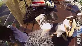 abricoff films fun wet t-shirt lingerie contests with exhibitionist girls in public