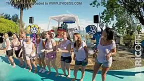 abricoff films fun wet t-shirt lingerie contests with exhibitionist girls in public