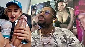 Trans teen jerks huge cock and cums while milf tits explode!
