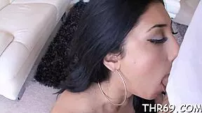 Huge Dick Stretches Petite Teen's Throat in Rough Deepthroat Blowjob