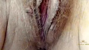 Milf Angela Jerks Hairy Pussy Waiting For Young Husband