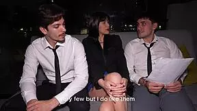 Leiane and Jade scream through brutal double penetration in wild interview!