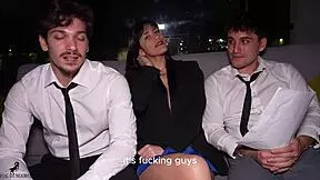 Leiane and Jade scream through brutal double penetration in wild interview!
