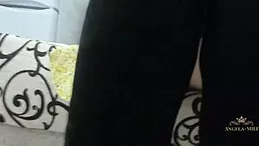 Milf Angela Jerks Hairy Pussy Waiting For Young Husband