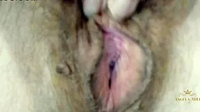 Milf Angela Jerks Hairy Pussy Waiting For Young Husband