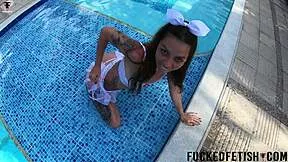 Yessica Bunny's Petite Tits and Big Ass Shine in Wetlook Pool Threesome
