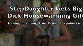 dirty stepdaughter unwraps stepdad's huge throbbing welcome cock