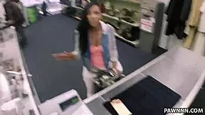 Grandpa spies petite ebony SHOP girl with SMALL TITS then FUCKS her HARDCORE for cash on hidden cam
