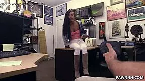 Grandpa spies petite ebony SHOP girl with SMALL TITS then FUCKS her HARDCORE for cash on hidden cam