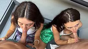 what would you do if you caught us skinny brunettes pulling panties aside for public ass plugs pov?