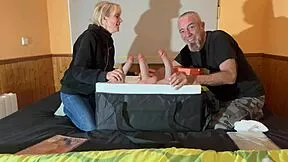 wild spain couple's bisexual threesome: skinny blonde milf rides mark's big cock while wife licks pussy