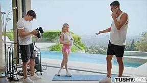 wanna see tiny blonde haley spades tiny ass double penetrated mmf crazy workout?
