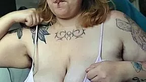 Chubby milf smothers your face with huge saggy tits while smoking!!