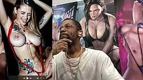 whoa big breasted blonde trans slut shoots cum from her throbbing girlcock everywhere