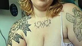 Chubby milf smothers your face with huge saggy tits while smoking!!