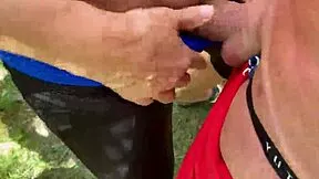 fuck and cum in thong in public park summer heat teasing every passerby