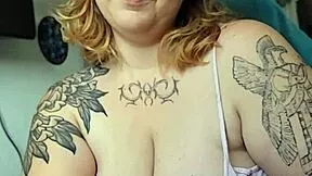Chubby milf smothers your face with huge saggy tits while smoking!!