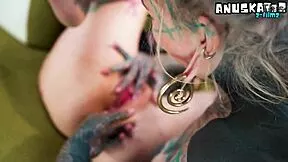 what if a punky tattooed hippie newbie took an anal fingering lesson from a sloppy strapon goth pornstar