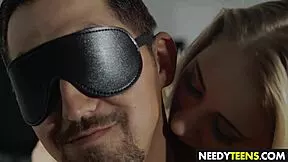 this hot blindfolded teen 18+ takes that cock deep in closeup