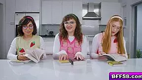 wow harper red naudi nala ozzy sparx nerds sharing lucky guy's hard cock