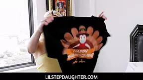 Petite blonde Madison Summers thanks stepdaddy with Thanksgiving POV family fuck on big cock