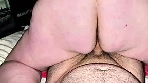 Damn, this thick white BBW milf spreads her huge butt wide 😍... big load creampies inside her sloppy hole!