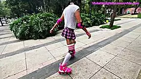 the puta sissy in miniskirt skates park then gets her ass wrecked by thick bbc