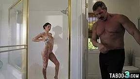 Kylie Rocket the latina teen babysitter seduces boss with deepthroat blowjob in hot shower fuck