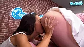 Hey petite milf, wanna fist this young babe's pussy wrist deep while licking her small tits lesbian style?