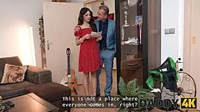 Daddy4k! Sexy girlfriend risks it all cheating with daddy next room over!