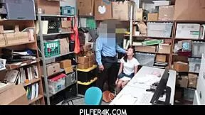 SHAVED TEEN SHOPLIFTER CAUGHT AND PUNISHED WITH HARD FUCK BY CREEPY GARAGE GUARD!
