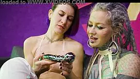 oh man these two latex hotties in heels gape asses with huge metal toy together... anal lesbian fun!!