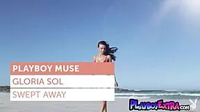 Glamorous all-natural Ukrainian teen Gloria Sol strips clothes ripped off posing nude on USA beach outdoor.