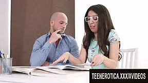 nerdy brunette slut katty west begs for tutor's fat cock up her ass