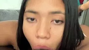 sexy brunette pornstar nysdel slurps sloppy deepthroat blowjob on fat bbc with ball licking and facial 😍 homemade pov