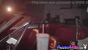 Petite Blonde Teen 18+ Polina Strips Lingerie And Spreads Shaved Pussy In Vintage Car