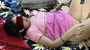 Chubby Indian girlfriend moans in bedroom sharing dirty talk sex with cute bisexual couple