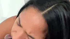 sexy brunette pornstar nysdel slurps sloppy deepthroat blowjob on fat bbc with ball licking and facial 😍 homemade pov