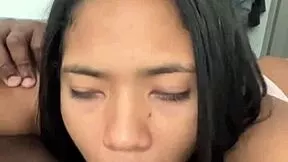 sexy brunette pornstar nysdel slurps sloppy deepthroat blowjob on fat bbc with ball licking and facial 😍 homemade pov