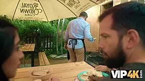 Latina babe's shaved pussy seduced by old Italian daddy's monster cock in outdoor hardcore cheating